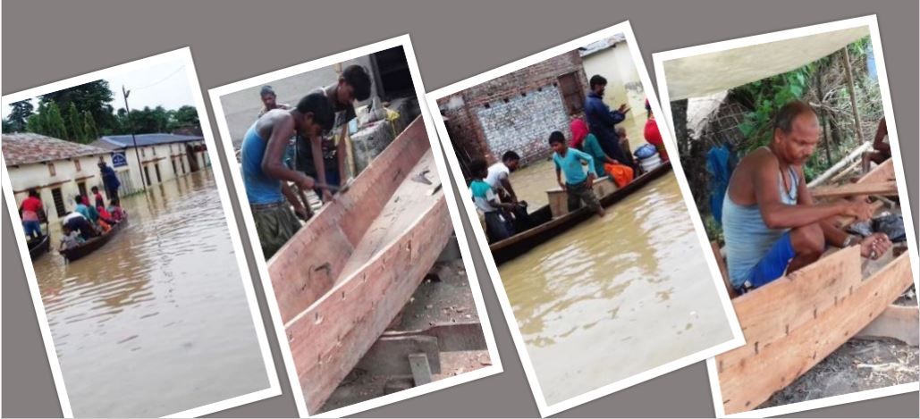 बाढी प्रभावितको पूर्व तयारी, आफै बनाउन थाले डुङ्गा | OmkarTimes.com