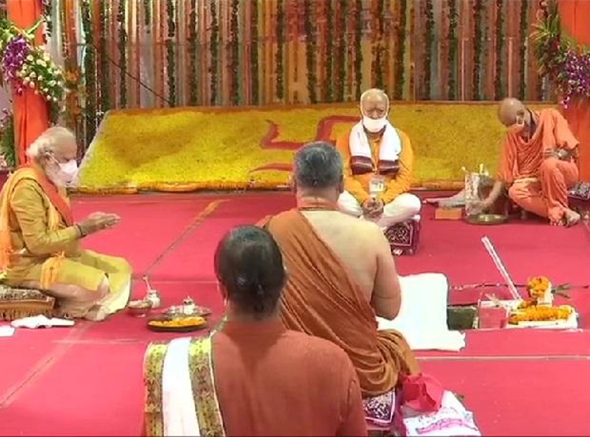 भारतीय प्रधानमन्त्री मोदीले गरे राम मन्दिरको शिलान्यास