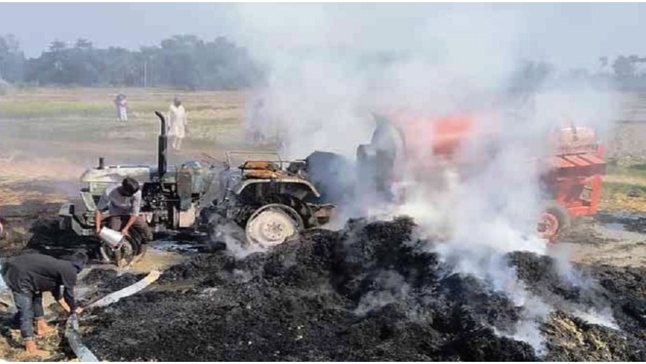 मोरङको उर्लाबारीमा धान थ्रेसर गर्नेक्रममा आगलागी हुदा १५ लाख बराबरको क्षति