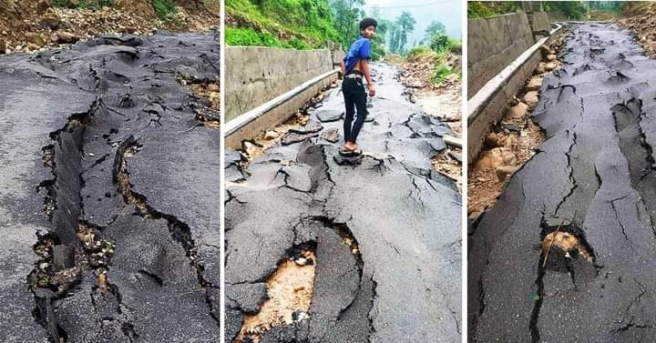 एक बर्खा पनि थेग्न सक्दैनन् कालोपत्र सडक