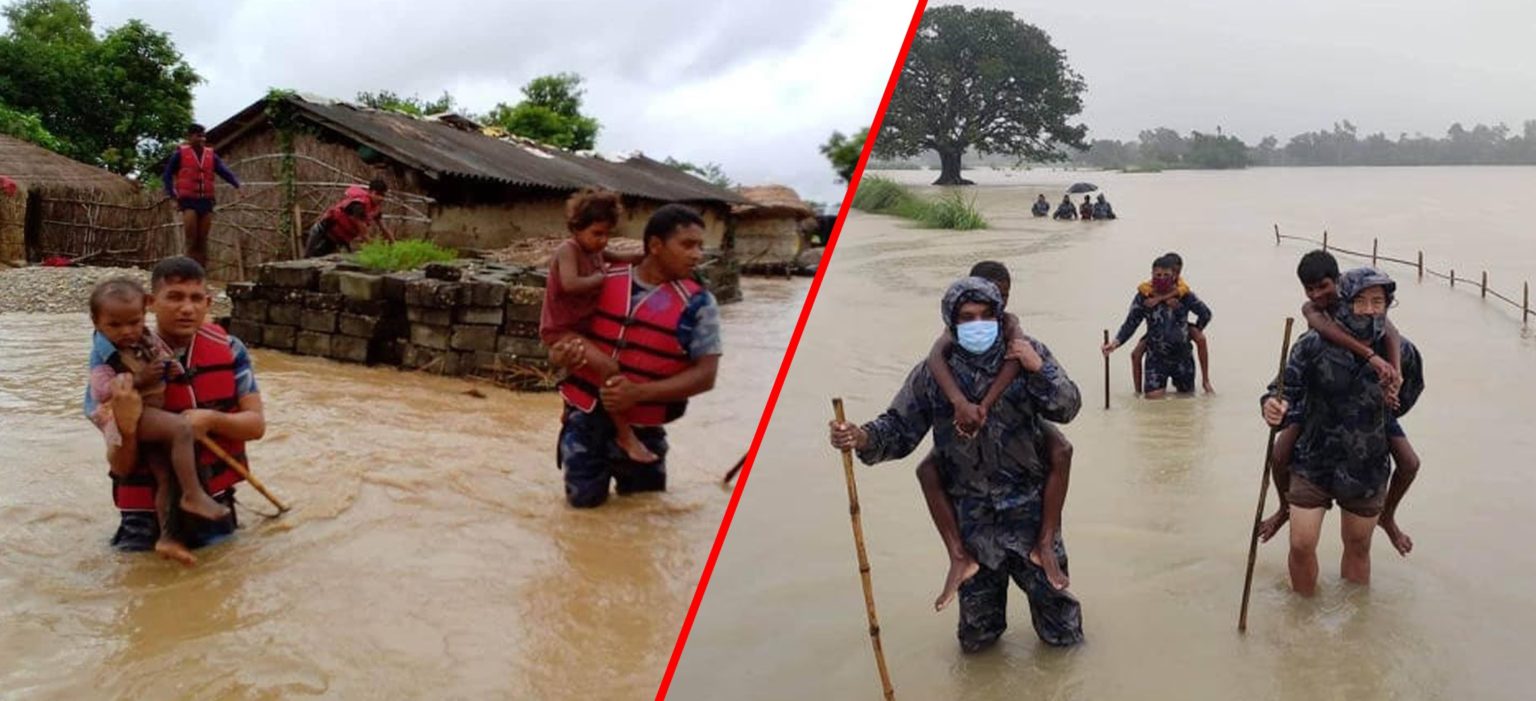 सशस्त्र प्रहरीद्वारा बाढी पीडित परिवारको उद्धार